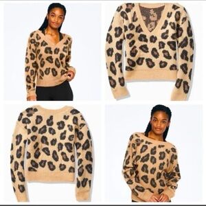 PINK Victoria Secret Reversible Deep plunge V oversized long haired sweater